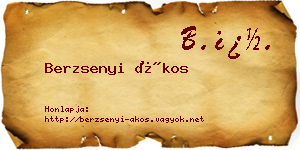 Berzsenyi Ákos névjegykártya